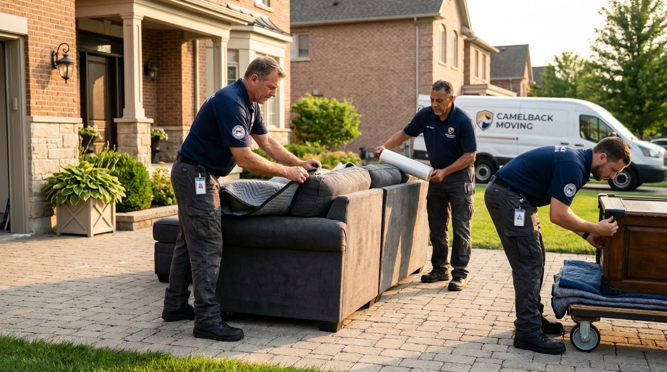 Large estate moving crew wrapping furniture in Murphys, CA