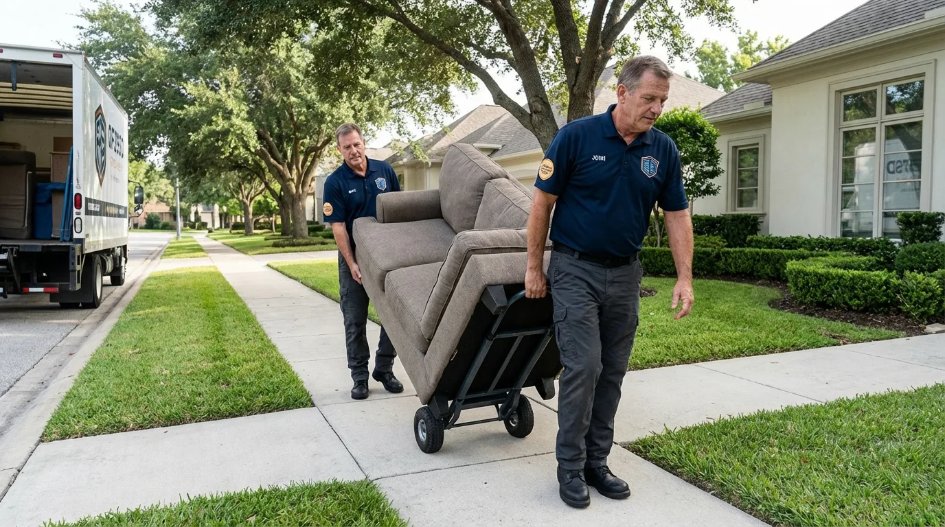 Local residential moving crew loading furniture in Murphys, CA